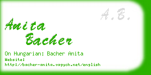 anita bacher business card